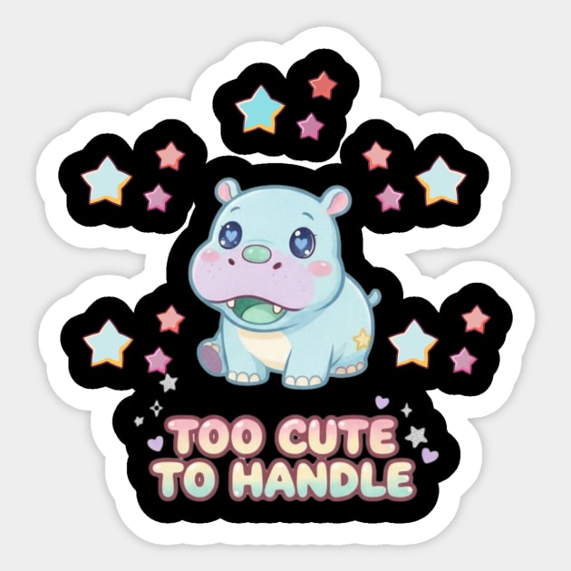 Too Cute to Handle – Adorable Kawaii Hippo Sticker by Omar's Store 13